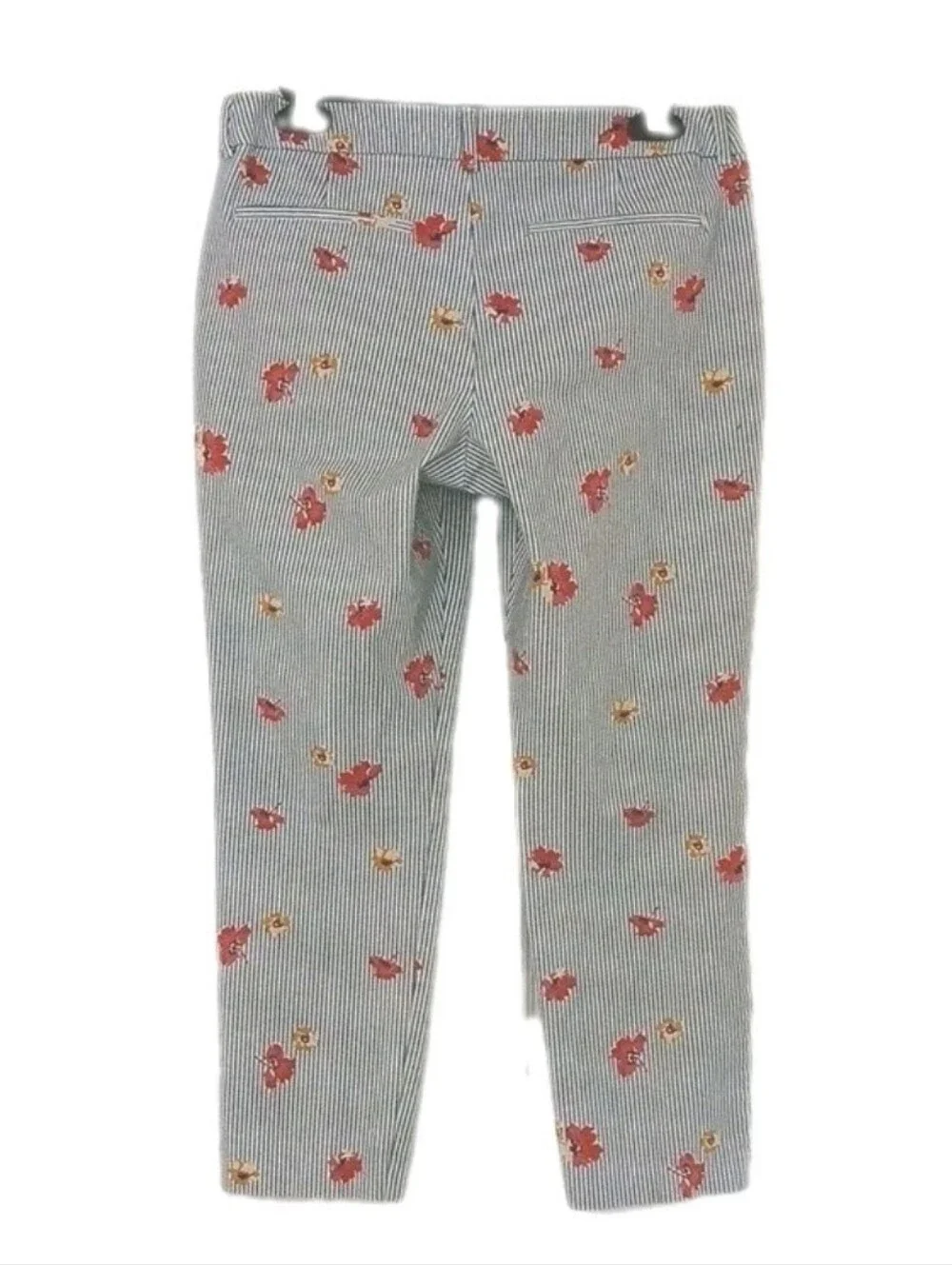 Old Navy Size 10 Pixie Pants White with Blue Pinstripes Floral